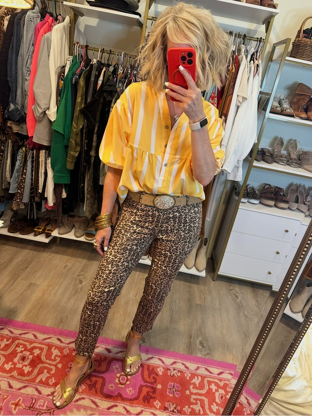 Yellow Striped Puff Sleeve Blouse